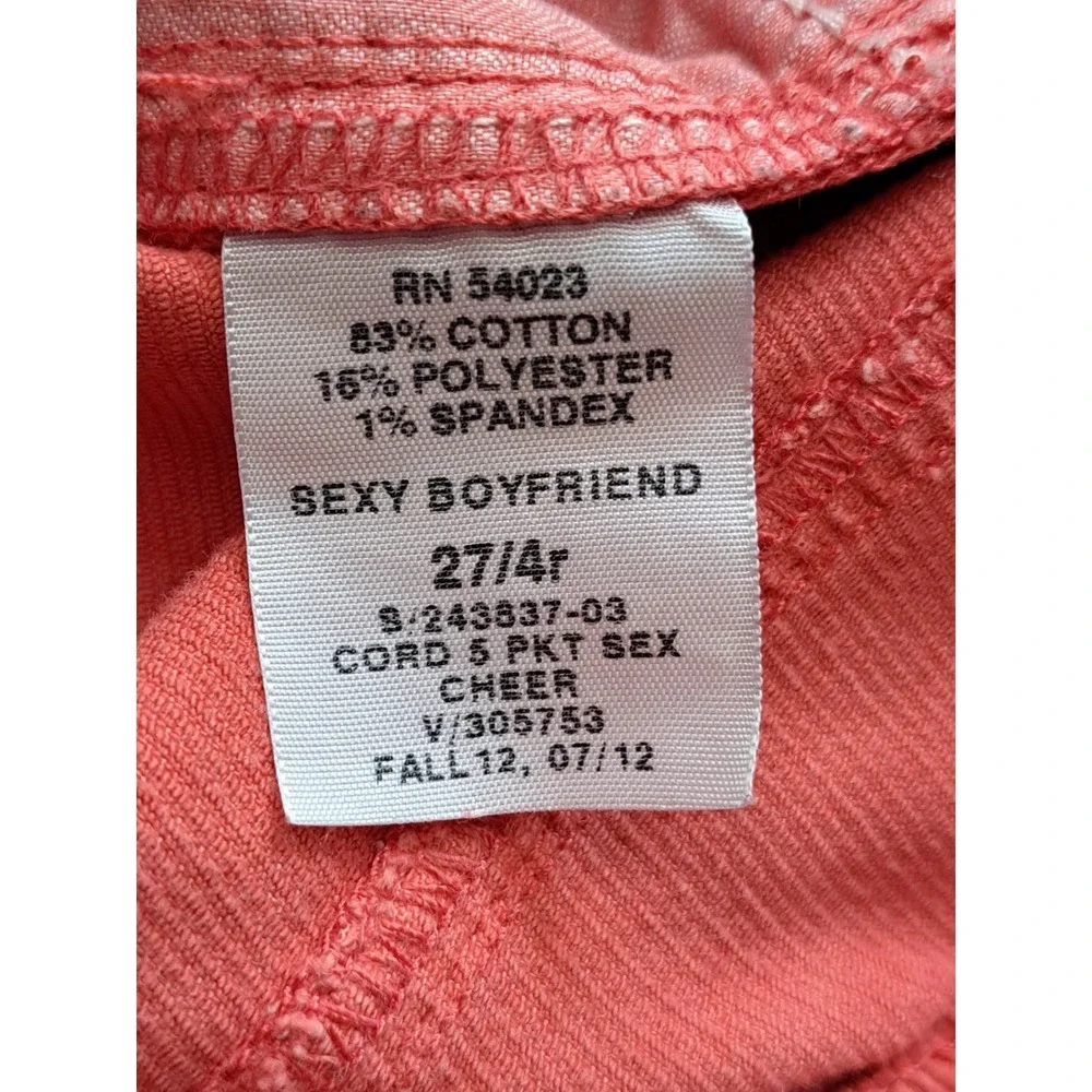 Gap 1969 Sexy‎ Boyfriend Corduroy Shorts Coral Pink Raw Hem sz 27/4r (31